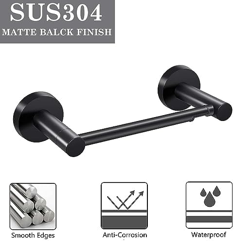 Matte Black Towel Ring and Paper Holder Set