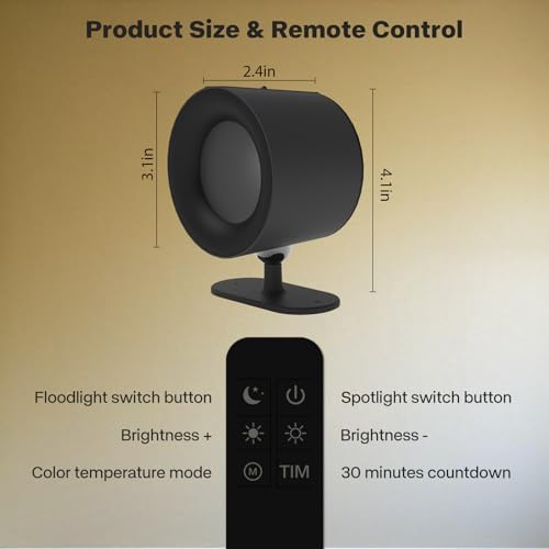 LED Spotlight Indoor Rechargeable Wall Lamp with Timer and Dual Light Source