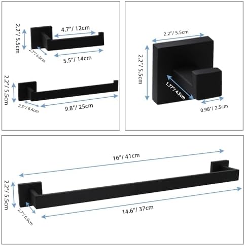 SUNTAI 4-Piece Matte Black Bathroom Hardware Set 1