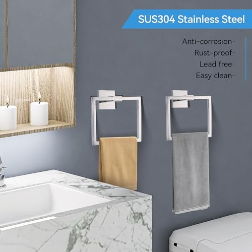 LANC 2-Piece Chrome Silver Towel Holder for Bathroom Wall