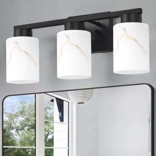 Mieloxiy 3-Light Black Metal Wall Lamp with Art Glass