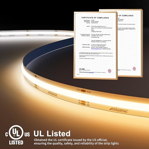 MIWISE CCT COB LED Strip Light 20ft Dimmable 2700K-6500K 1