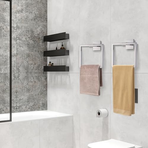 LANC 2-Piece Chrome Silver Towel Holder for Bathroom Wall