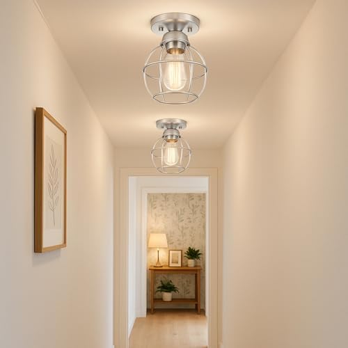 GRUENLICH Semi Flush Mount Ceiling Light with Nickel Finish