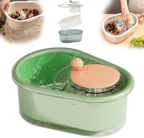 Fruit Cleaner Spinner with Lid and Brush 720-Degree Cleaning Durable ABS Material