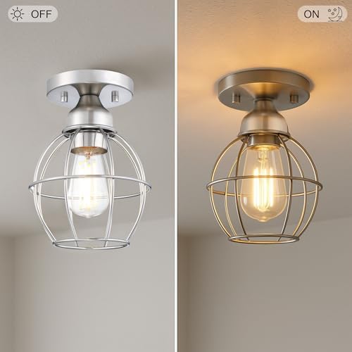 GRUENLICH Semi Flush Mount Ceiling Light with Nickel Finish