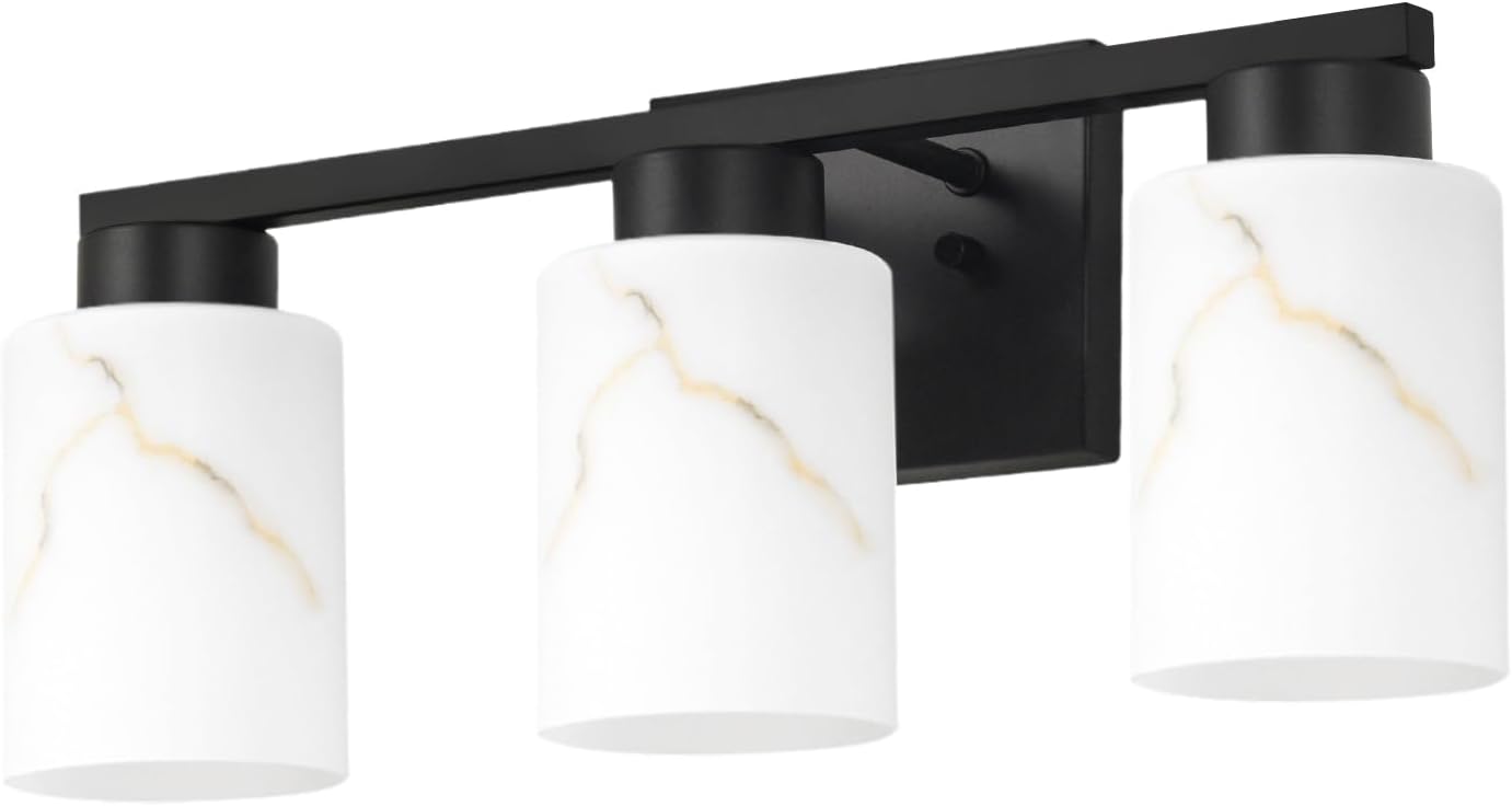 Mieloxiy 3-Light Black Metal Wall Lamp with Art Glass