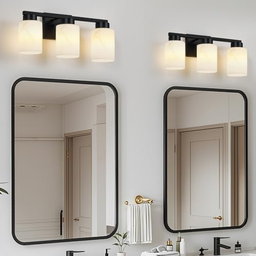 Mieloxiy 3-Light Black Metal Wall Lamp with Art Glass