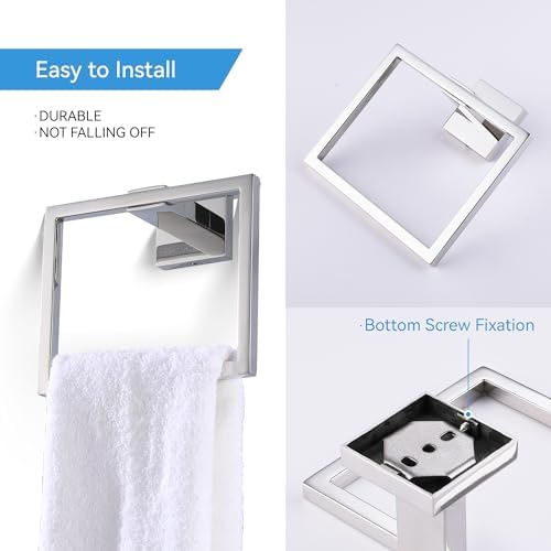 LANC 2-Piece Chrome Silver Towel Holder for Bathroom Wall