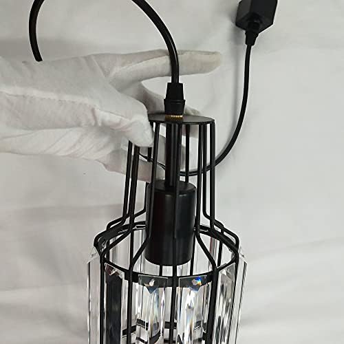 Adjustable Track Pendant Light with Crystal Shade and Smart Edison Bulbs
