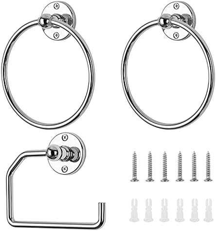 ETELI 3-Piece Stainless Steel Towel Ring Set with Toilet Paper Holder