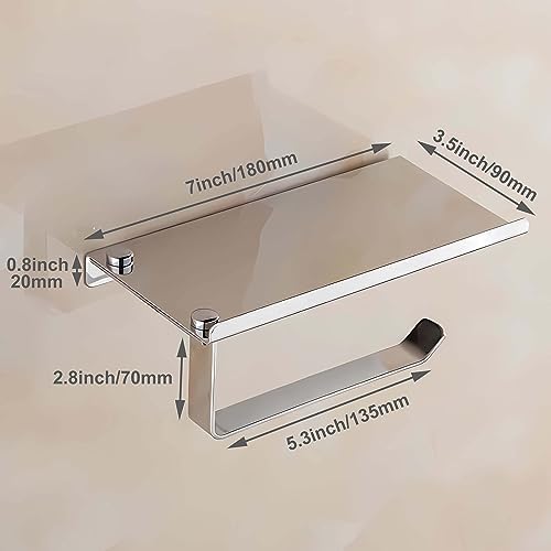BREVELTION Wall Mounted Toilet Paper Holder with Storage Shelf 7x35inch 1