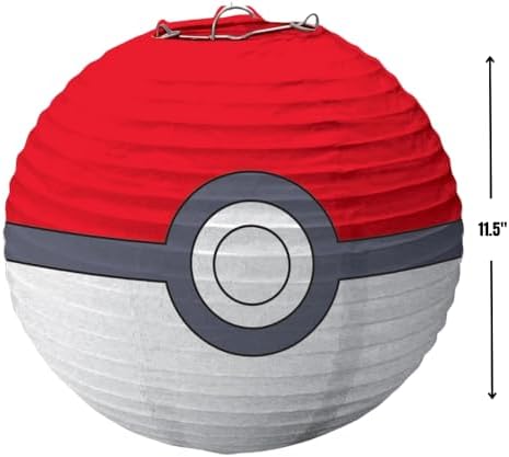 Amscan Pokemon Ball Paper Party Lanterns - 95 H Red White Pack of 3