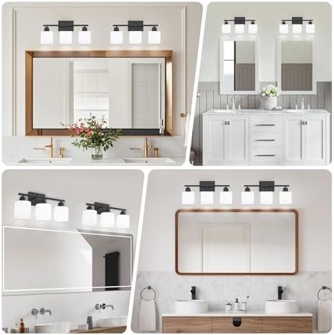 FAISHILAN 3-Light Black Vanity Light with Clear Glass Shades
