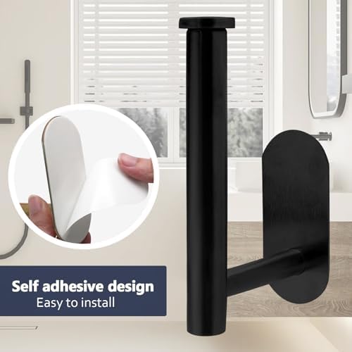 Stainless Steel Self Adhesive Toilet Paper Holder Black