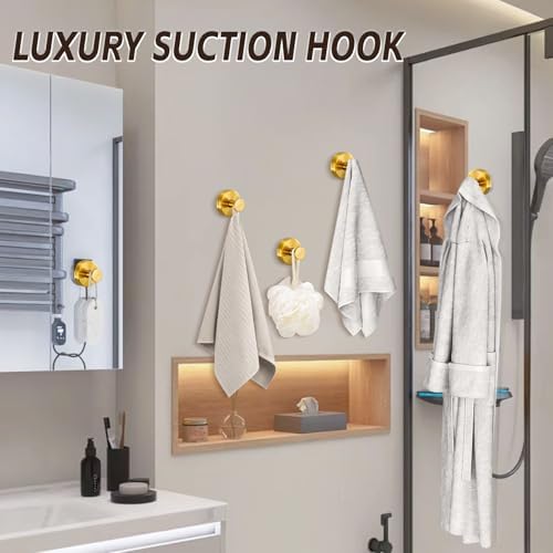 Supopular Reusable Suction Cup Hooks - Heavy Duty 22 Brushed Gold