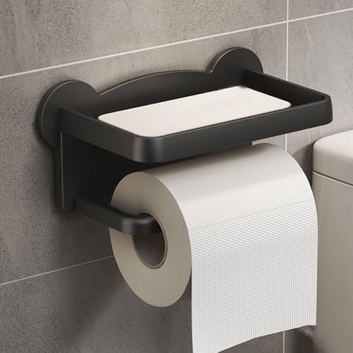 Toilet Paper Holder with Phone Shelf and Storage Rack
