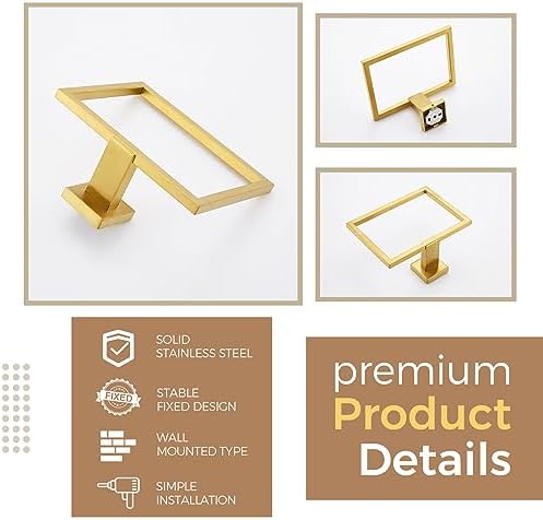 Aomasi Hand Towel Ring - Brushed Gold Stainless Steel