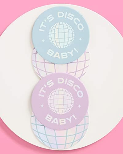 XO Fetti Disco Party Drink Coasters - 16pcs Iridescent Foil