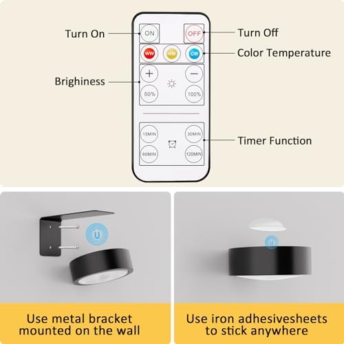 Narotood 3 Pack Rechargeable Picture Lights with Remote Control Timer