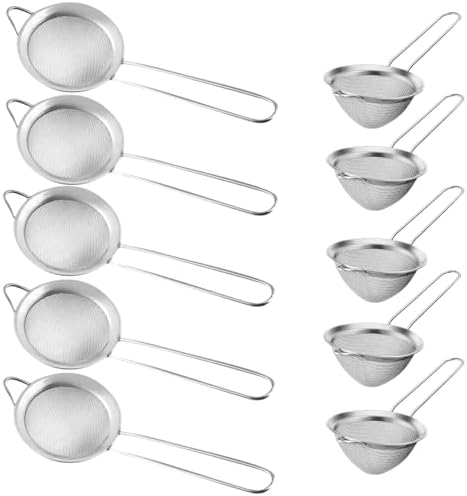 10 Packs Tea Strainers with Stainless Steel Mesh Handle