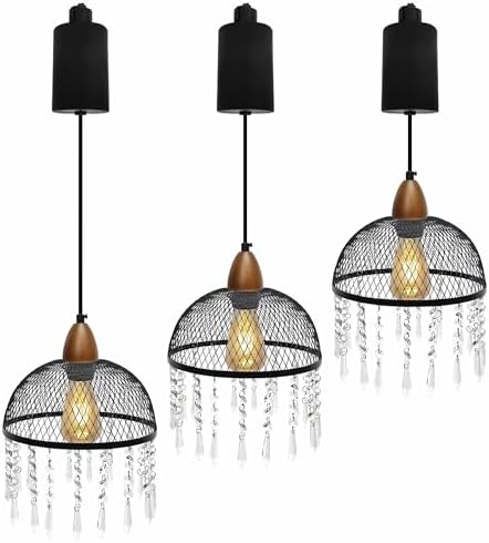 Adjustable Height Track Lighting Pendants with Crystal Design