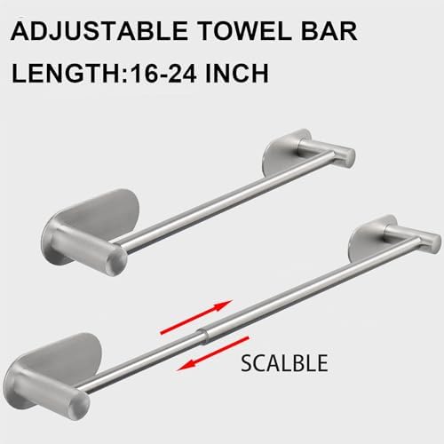 TocTen Self Adhesive Towel Bar - Adjustable 16-24 inches