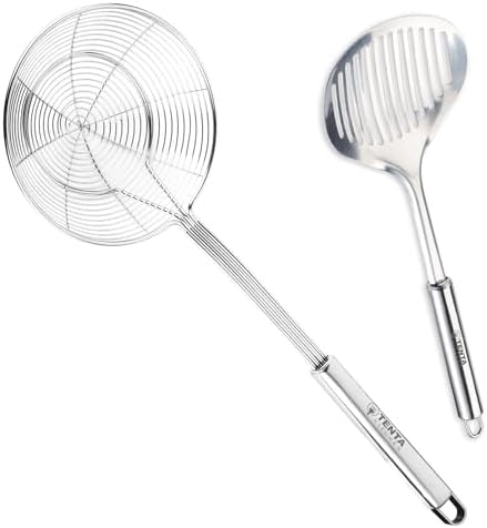 TENTA Kitchen 2pc Skimmer Ladle with Wire Strainer