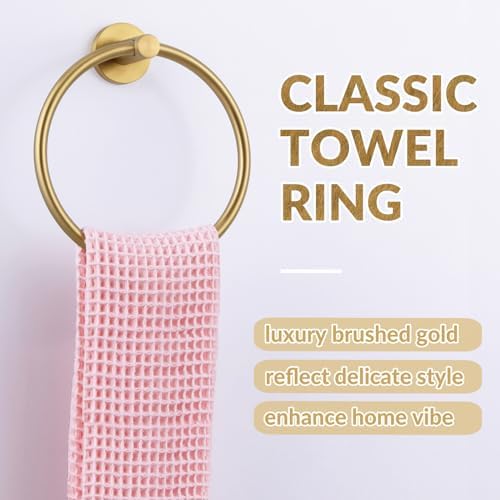 APLusee Brushed Gold Towel Ring for Bathroom Wall 1