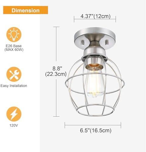 GRUENLICH Semi Flush Mount Ceiling Light with Nickel Finish