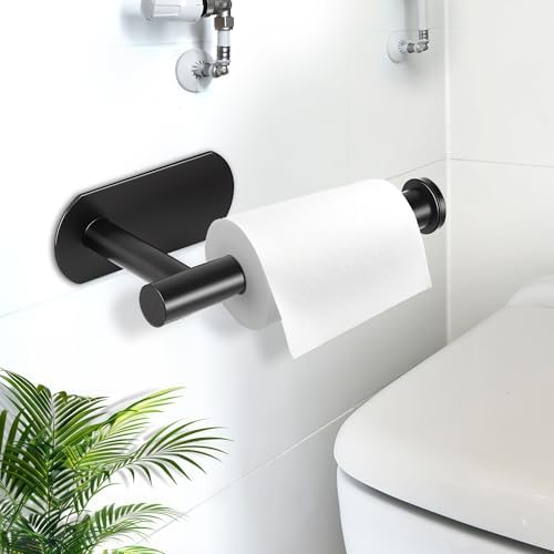 Toilet Paper Holder Wall Mount Matte Black No Drilling