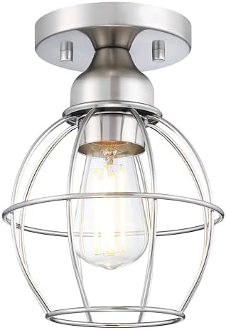 GRUENLICH Semi Flush Mount Ceiling Light with Nickel Finish
