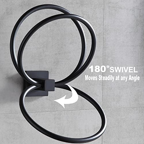 Orlif 2 Pack Black Stainless Steel Towel Ring for Bathroom