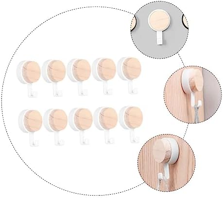 10pcs Wooden Bathroom Towel Hooks with Removable Design