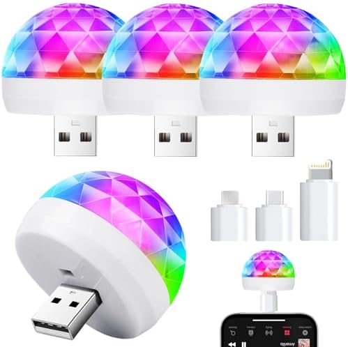 Luditek USB Mini Disco Ball Light 4 Pack