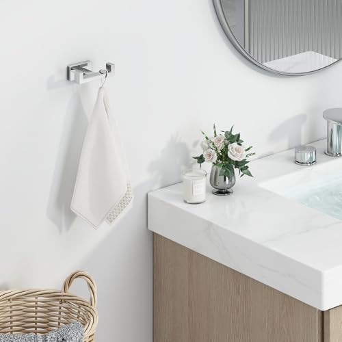 Suyar Double Towel Hook SUS304 Stainless Steel Polished Chrome Wall Mounted