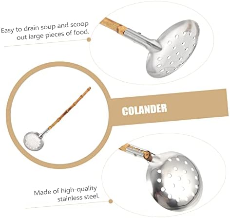 GRIRIW Sturdy Stainless Steel Bamboo Hot Pot Ladle