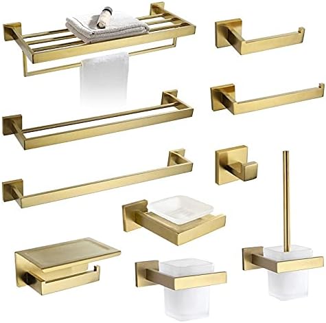 TYZK Gold Brushed Towel Bar Bathroom Hardware Set
