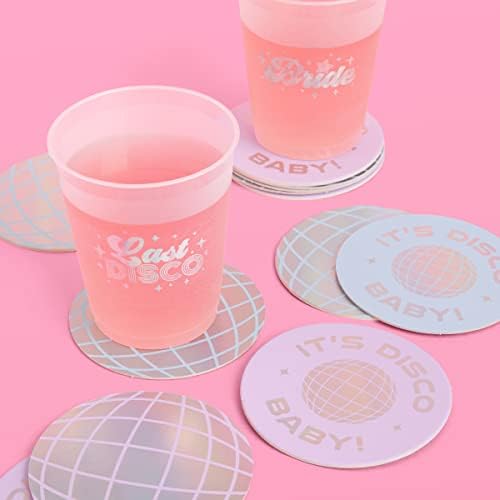 XO Fetti Disco Party Drink Coasters - 16pcs Iridescent Foil