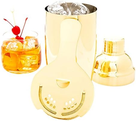 Restaurantware Bar Lux Cocktail Strainer - 6x375 Inch Gold Plated Stainless Steel
