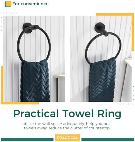 Aomasi Matte Black Towel Ring Durable Stainless Steel Swivel Bath Towel Holder
