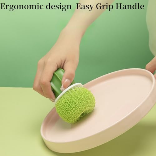 Dish and Pot Cleaning Brush with Holder Set - 3 Replaceable Brush Heads