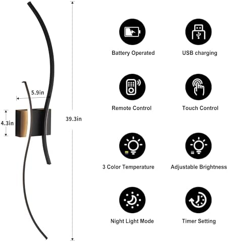 Battery Operated Wall Sconces Set of Two with Remote Control