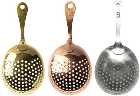 Bull in China Julep Strainer with Handle - 100 Brass