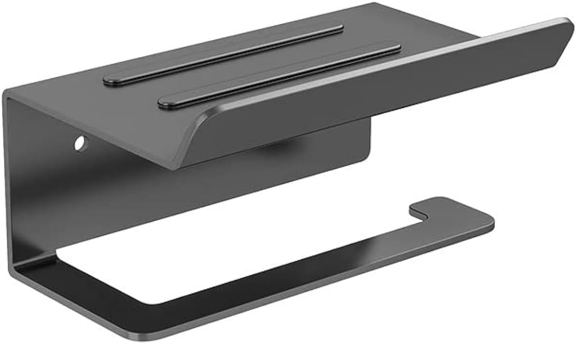 Matte Black Toilet Paper Holder with Bathroom Shelf