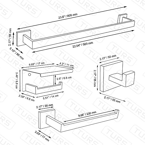 TURS 4-Piece Stainless Steel Towel Bar Set for Bathroom Wall Mount