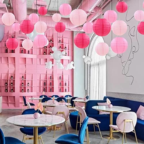 PheiLa 12 Pcs Pink Party Paper Lanterns Decorations