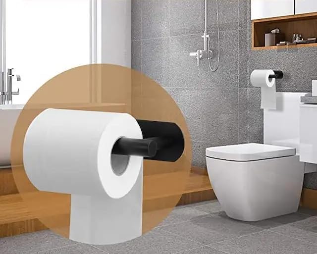 Toilet Paper Holder Wall Mount Matte Black No Drilling