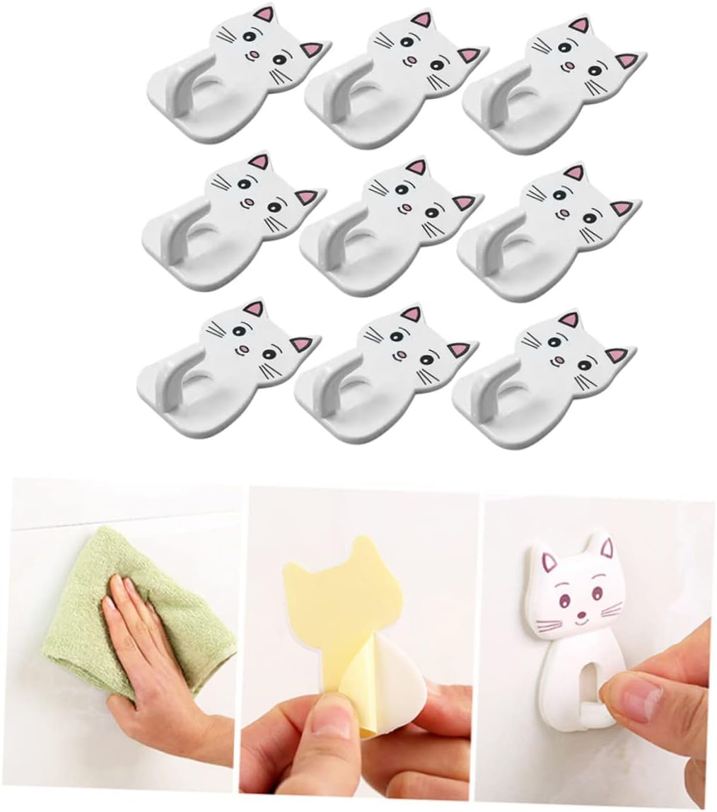 DECHOUS 9pcs Adorable Cat Wall Hooks for Bathroom