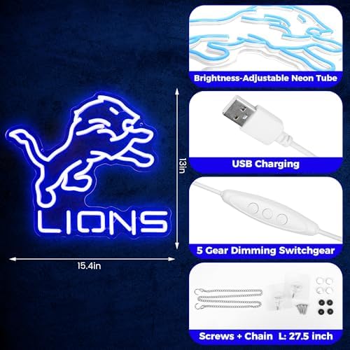 Y-Lion Football Team Neon Sign with Dimmable Light